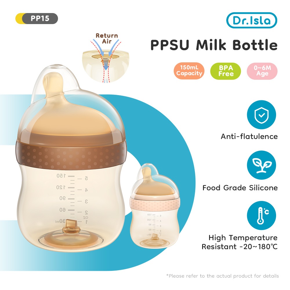 Dr.isla Dot Bayi Botol Susu PPSU  Anti Kolik Botol Wide Neck Newborn BPA Free 150ml 260ml AVPP15