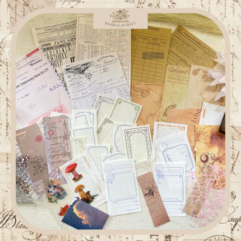 

JournalandCraft 50pcs Vintage Journal Kit Scrapbook Deco Retro journaling catatan dekorasi jurnalkit Journaling Vintage Ephemera Scrapbook Scrapbooking DECO Aesthetic Diari Dekorasi DECO