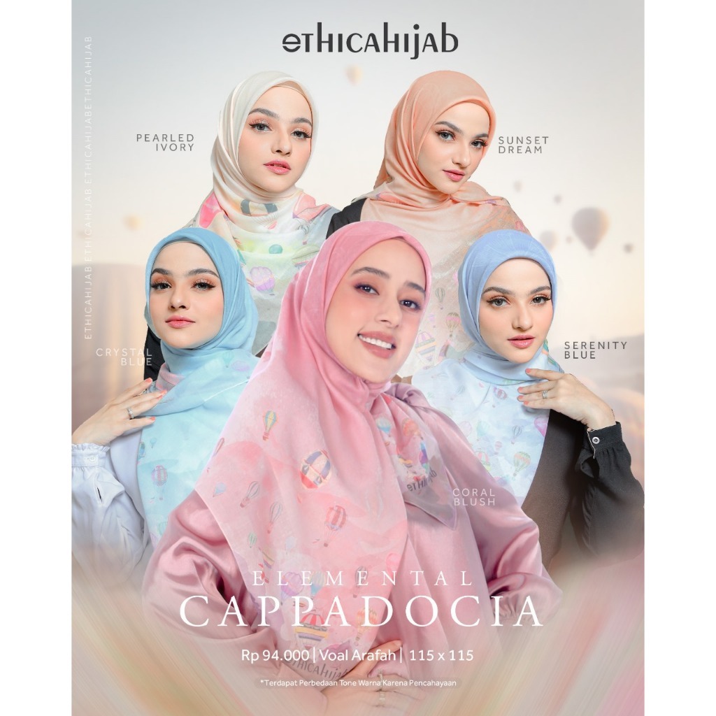 Ethica Hijab Segiempat Motif Elemental Cappadocia Voal Premium