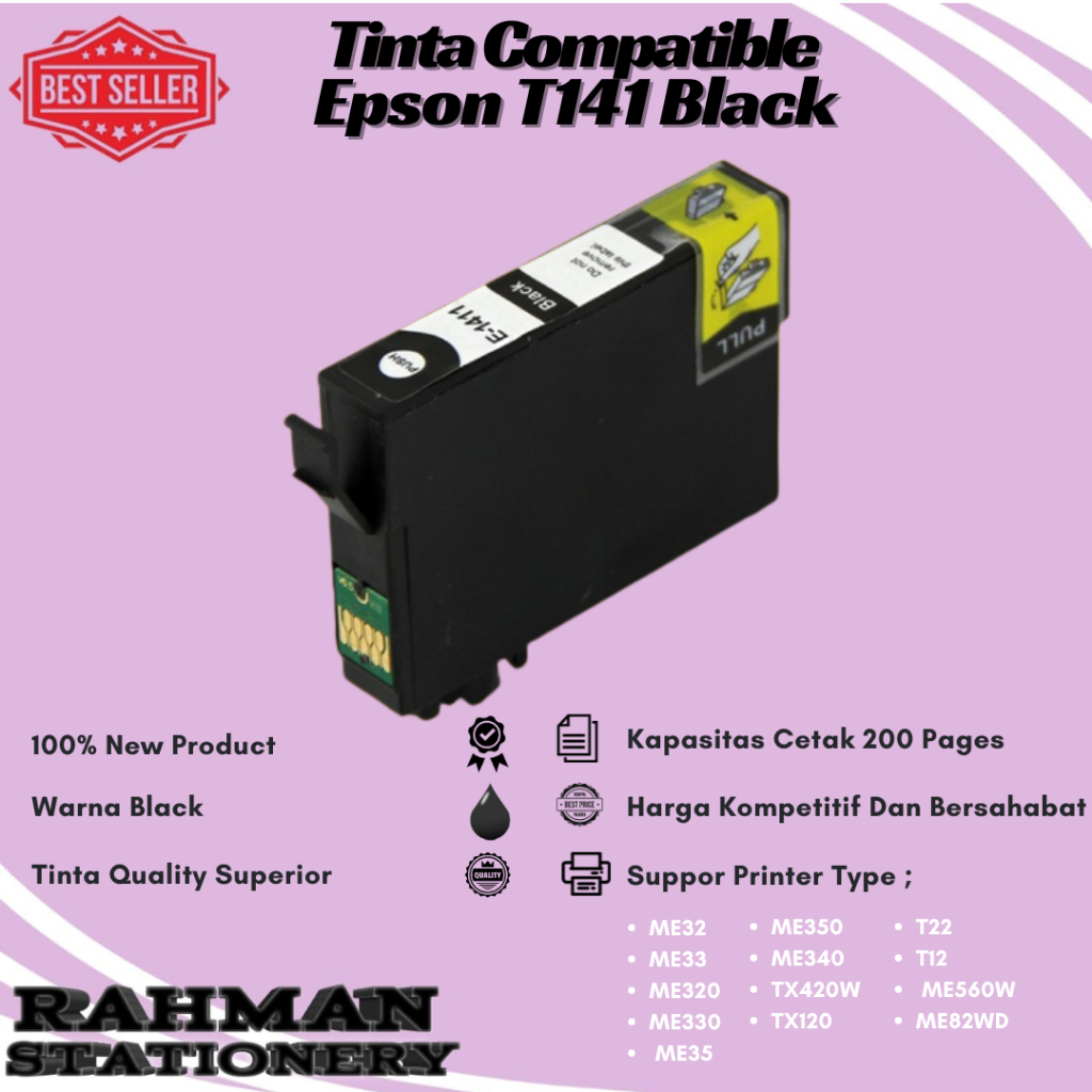 Cartridge Tinta Compatible Epson 141 T141 ME32 ME320 ME340 ME900WD - black