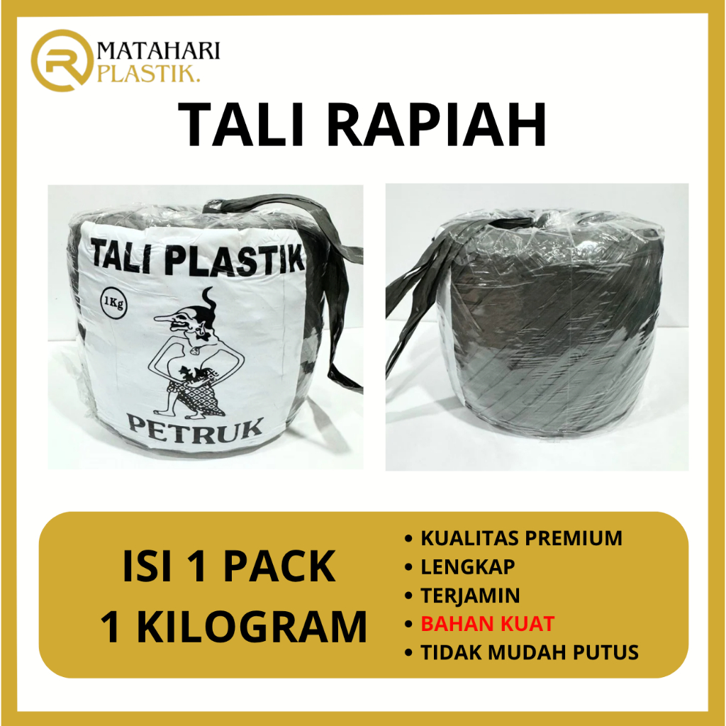

RMP - KUALITAS TEBAL TERBAIK 1 KG - TALI RAFIA / TALI PLASTIK HITAM 1 KG - TALI PETRUK 1000 GRAM KUAT