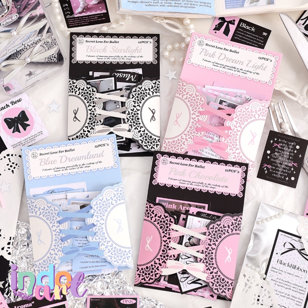 

(IAS) KK2 - Material Paper Kertas Journaling Scrapbook Ballet Dreamland Chocolate Pink isi 30 sheets
