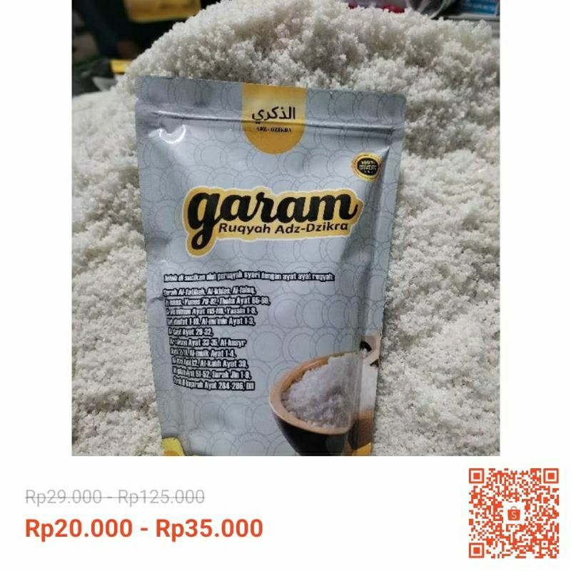 

Adz-Dzikra Garam Ruqyah Asli Original Kemasan 275 Gram Bonus Sabun Bidara & Tasbih