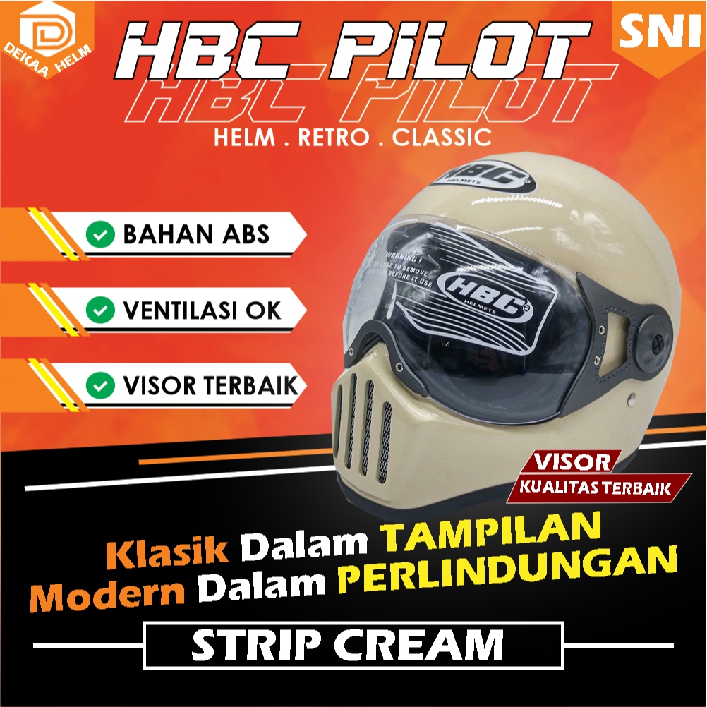 HELM HELEM HLEM HLM HELMET MOTOR CAKIL HBC PILOT RETRO CLASSIC KLASIK MURAH TERBARU BERKUALITAS KERE