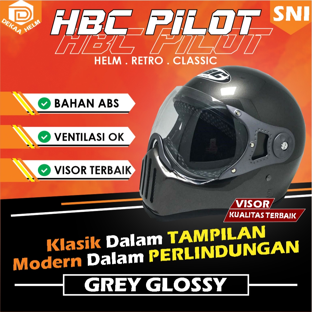 HELM HELEM HLEM HLM HELMET MOTOR CAKIL HBC PILOT RETRO CLASSIC KLASIK MURAH TERBARU BERKUALITAS KERE