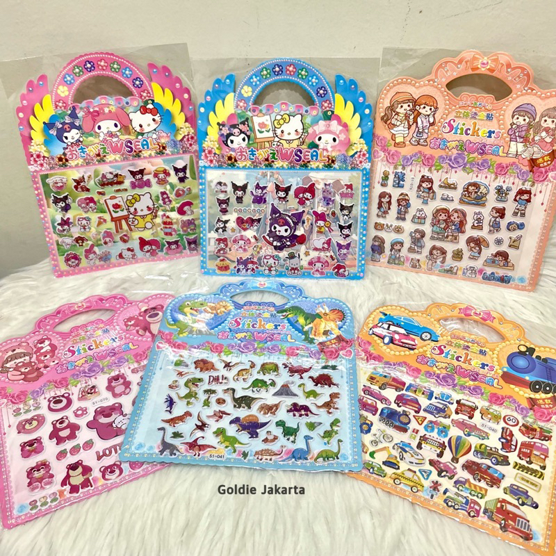 

Sticker Souvenir Ultah Anak BIG SIZE 24x24 Stiker Kuromi / Dino / Car / Lotso Stiker 3D timbul My Melody STICKER BAG