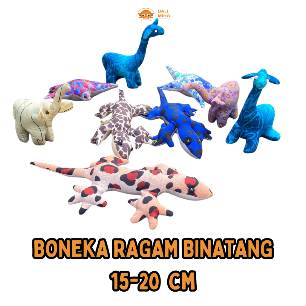 Boneka Binatang Kain - Mainan Boneka Binantang Lengkap - Mainan Aneka Binatang -boneka tokek - bonek