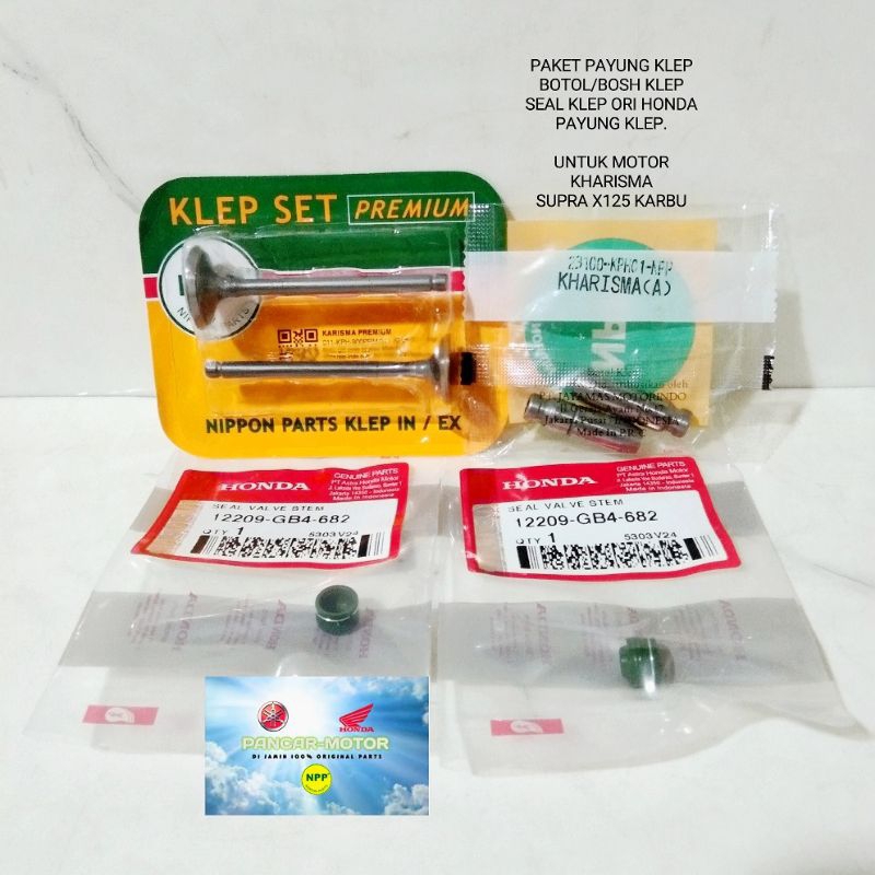 Payung klep/klep set+Bosh klep,seal klep,KHARISMA,SUPRA X 125,100% original NPP.
