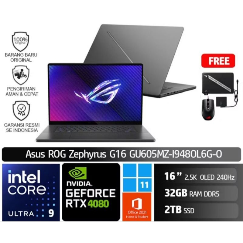 Asus ROG Zephyrus G16 GU605MZ I948OLLG Laptop Gaming [Intel Core Ultra 9 185H/32GB/