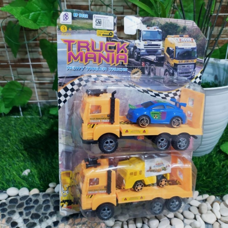 MAINAN TRUK KONTAINER MUATAN MOBIL KONTRUKSI ANAK MURAH