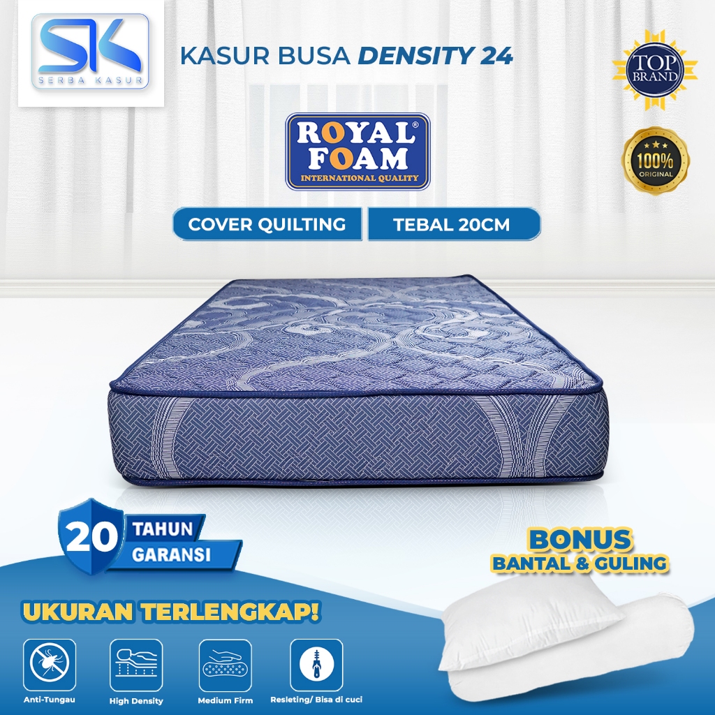 SERBA KASUR - Kasur Busa ROYAL FOAM Original D24 Tebal 20CM Garansi Resmi 20 Tahun Cover Quilting Se