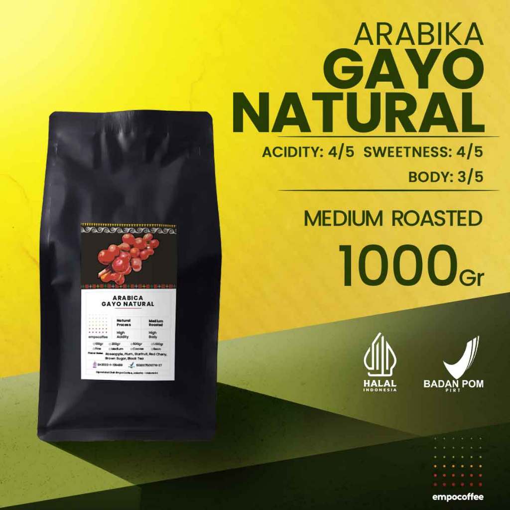 

Kopi Arabika Gayo Natural Aceh Sumatra Arabica Coffee Bean Coffe 1 Kg