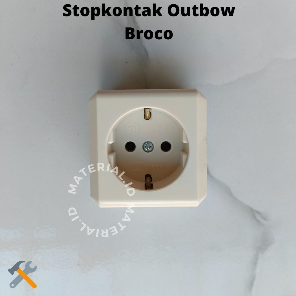 STOPKONTAK BROCO OUTBOW 1 LUBANG SEGI ARDE OUTBOW OB BROCO Broko Tempel Tembok kayu stop Kontak Colo