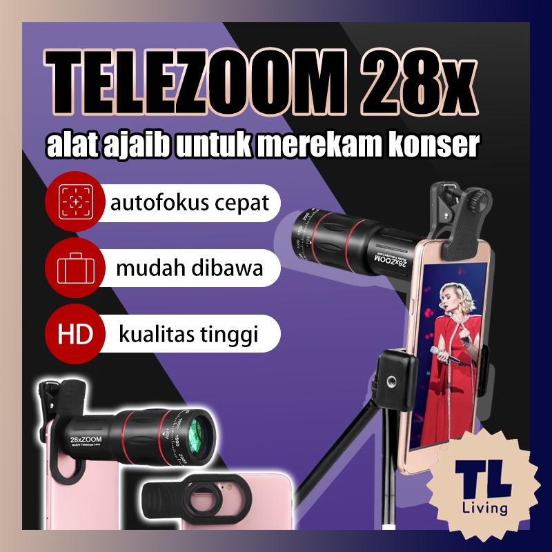 Lensa TeleZoom Hp Apexel 28x Zoom Lensa Zoom Hp TeleZoom Apexel 18x25 Dengan Tripod