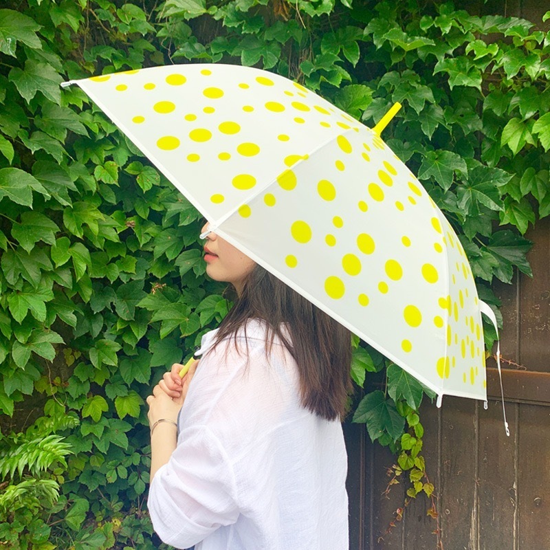 (005CC)Payung PVC Tongkat Transparant Motif Polkadot/Payung Korea/Payung Tongkat