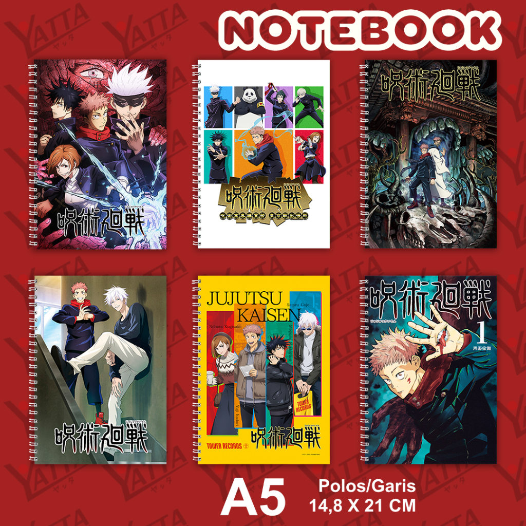 

Notebook Anime Ukuran A5 14,6 cm x 21 cm Jujutsu Kaisen Seri 1.1 YOTAKUSHOP