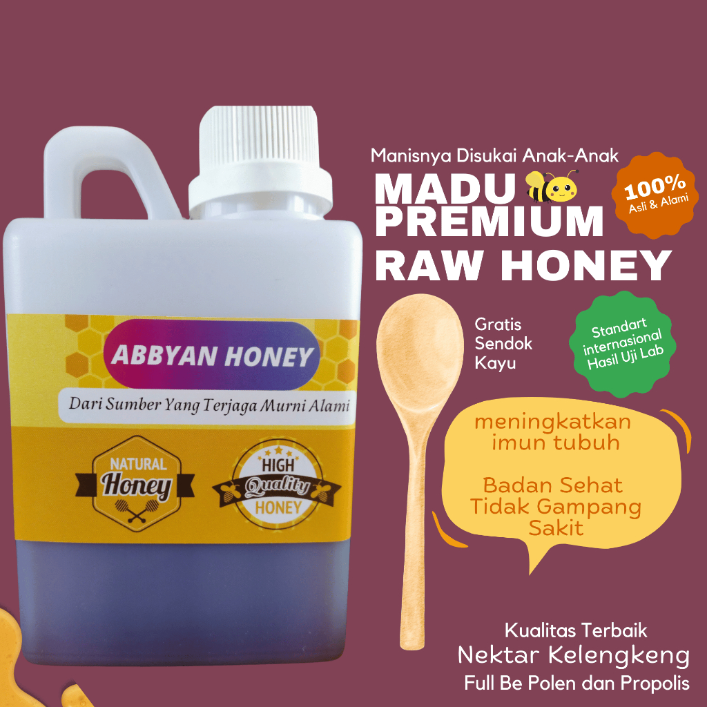 

Madu Asli Raw Honey Propolis Bee Pollen Murni Alami Nektar Kelengkeng 500g