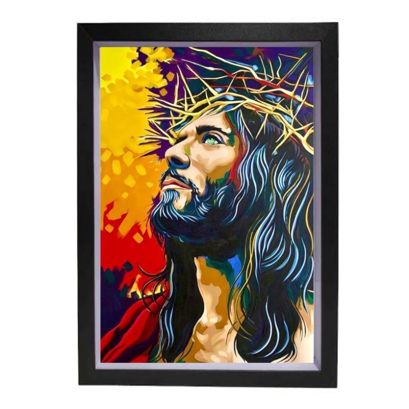 Poster cetak hiasan dinding gambar yesus kristus vintage keren ukuran jumbo dekorasi kamar tidur rua