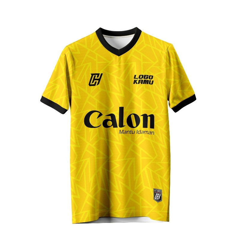 Jersey Kuning Printing Futsal Motif Custom Nama dan Nomor