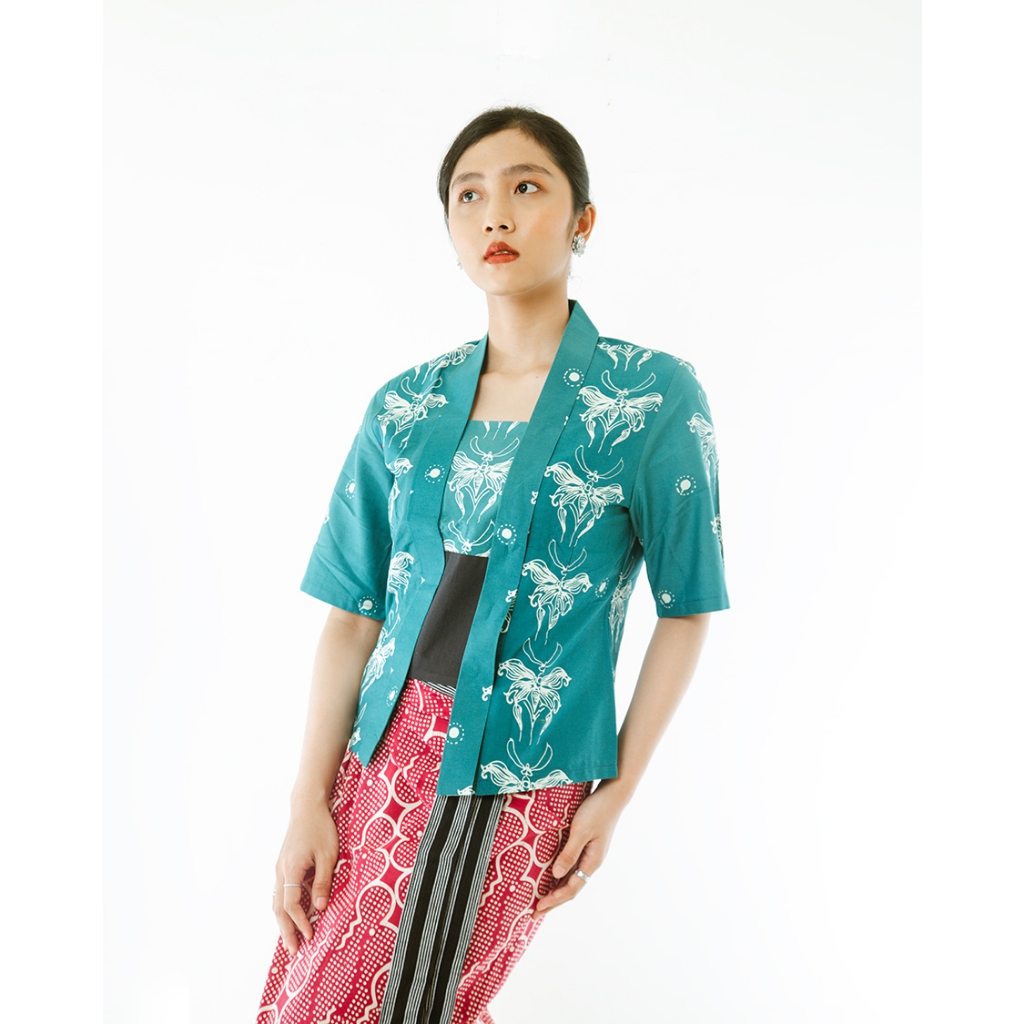 Parasjiwo - Kebaya Batik Kutubaru - Walang Kekek- Biru Turkish ( Atasan saja )