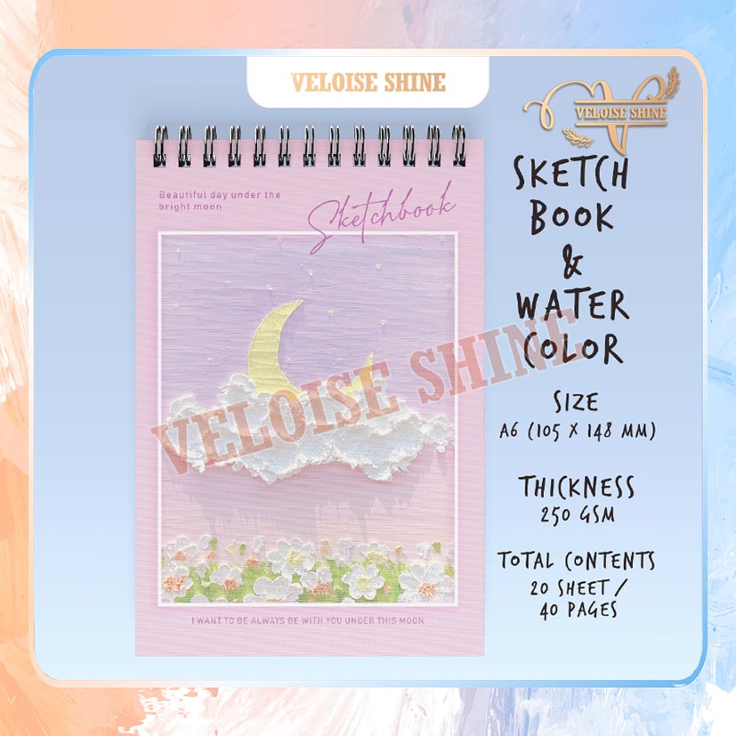 

VLSHINE Sketchbook Aesthetic Vintage A6 Watercolor book Buku Sketsa Design 3D Buku Gambar Aesthetic