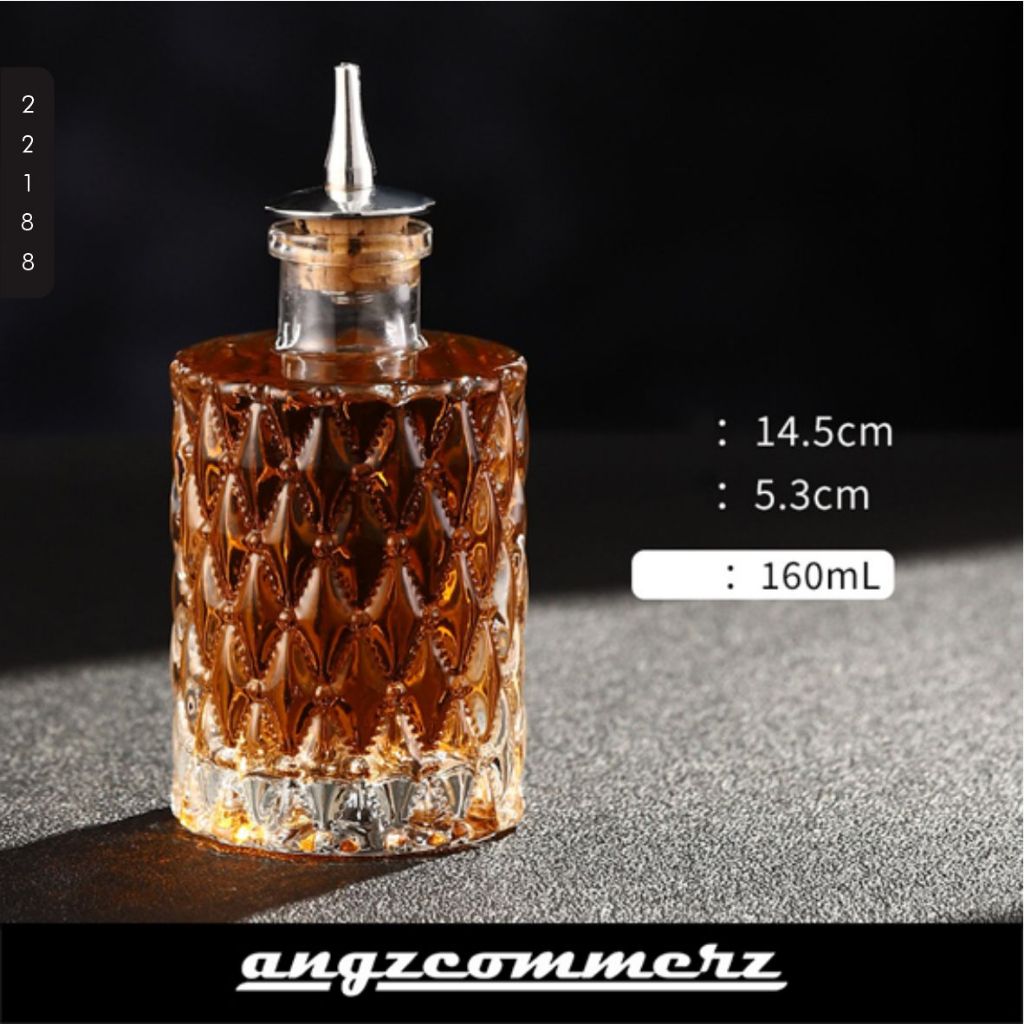 Botol Minum Alkohol Kaca Bitter Glass Bottle Beaded Round Bartender Tools 160 ml SY