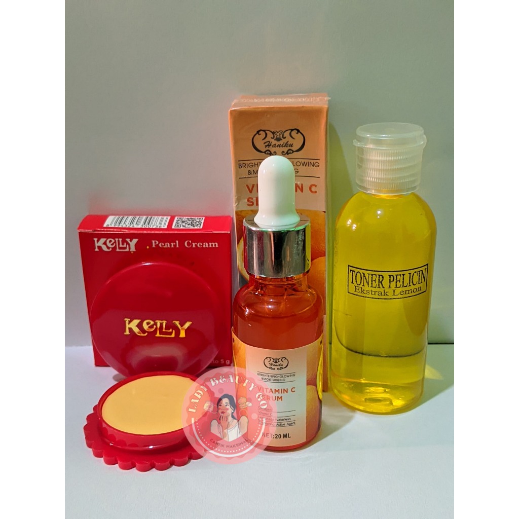 Paket Kelly Pearl Cream 5g + Toner Lemon Pelicin + Serum Vitamin C