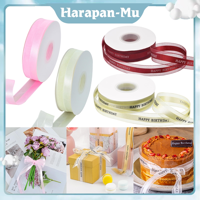 

1 Roll Pita Satin Happy Birthday Pita Kado Bingkisan Buket Bunga Ulang Tahun Pita Kado Premium Ribbon