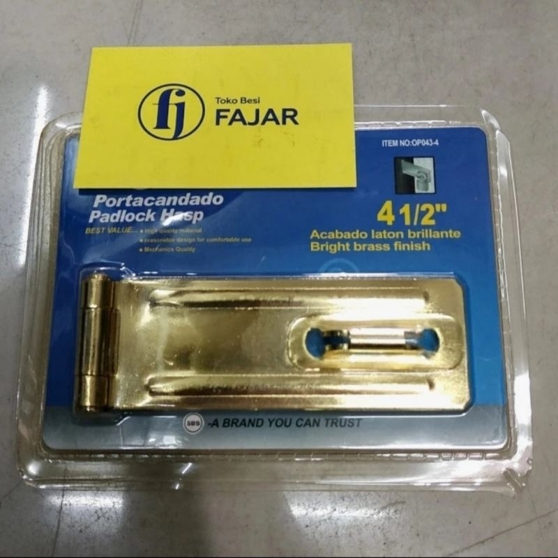 Plat gembok engsel tebal grendel 4 ½ inch untuk pintu peti