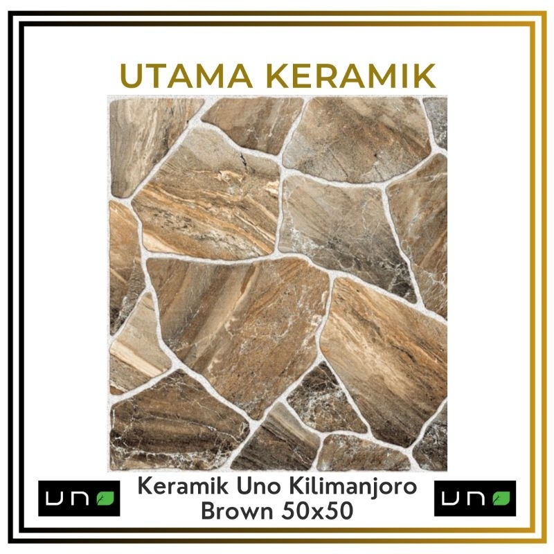 Keramik uno kilimanjaro motif batu alam 50x50 kw 1 - Keramik lantai motif batu alam coklat