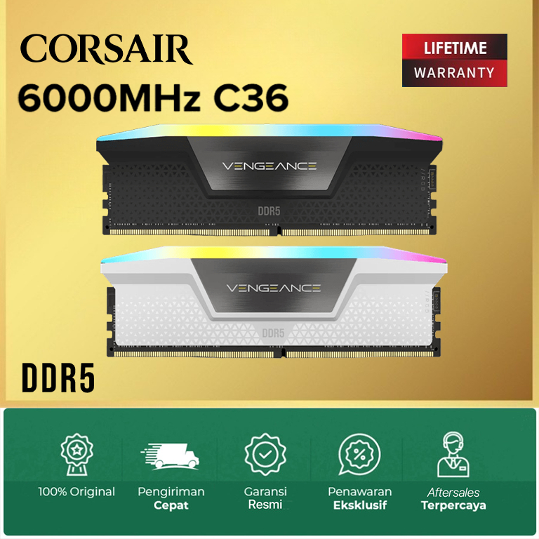 RAM CORSAIR VENGEANCE RGB DDR5 64GB (2X32GB) 6000MHz CL30 - MEMORY PC