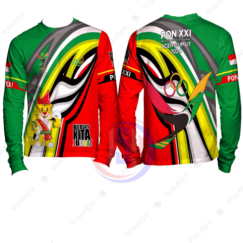 BAJU PON ACEH SUMUT 2024 Kaos PON ACEH SUMUT lengan panjang Baju Jersey Pon Aceh Full printing