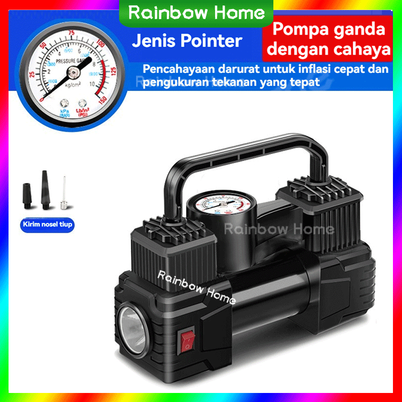 Rainbow Mini DC Air Compressor Electric Tire Pump Mini DC 12V Air Compressor Electric Tire Pump Mini