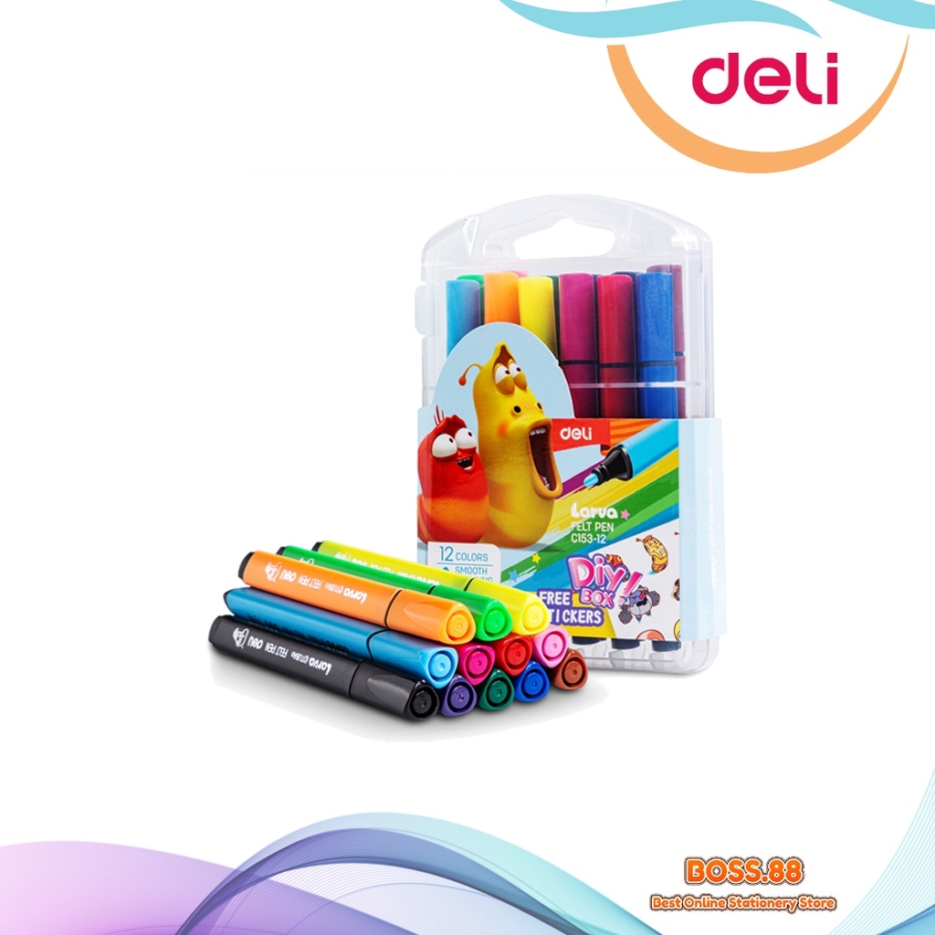 

SPIDOL FELT PEN DELI 12 WARNA CC153-12 LARVA (1 SET)