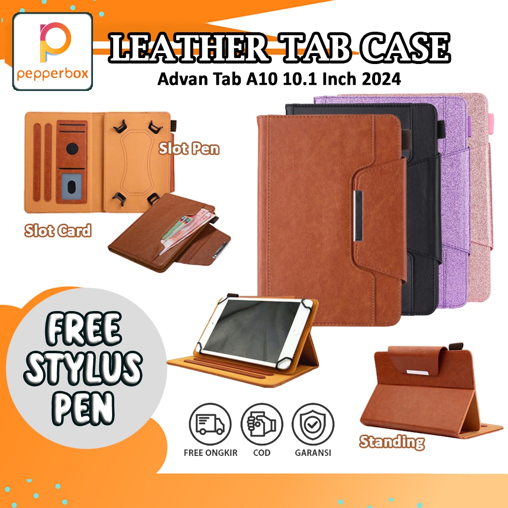 Advan Tab A10 10.1 Inch 2024 A523 Flip Case Bookcover Leather Magnetic Casing Kesing Dompet 9 Inch A