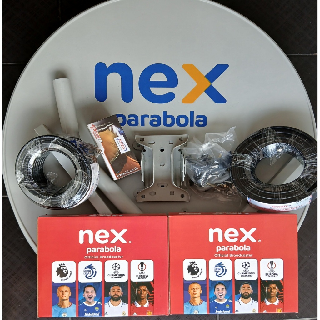 Nex Parabola Satellite Receiver untuk 2 TV lengkap dengan 1 set Dish Mini Solid Offset 60cm & LNB Du