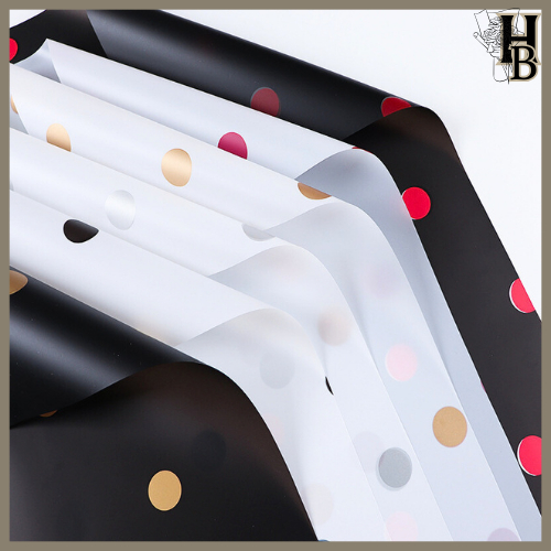 

20 LEMBAR Flower Wrapping Paper Cellophane Polkadot Kertas Bouquet 6043