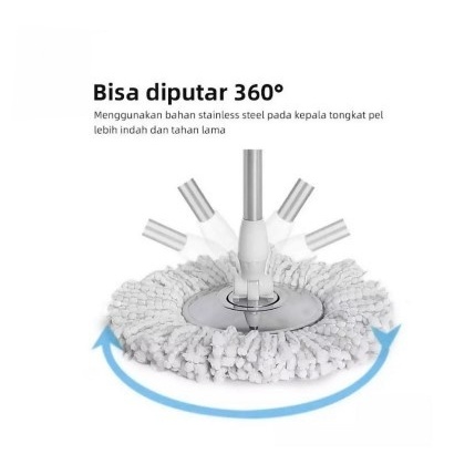 Set Alat Pel Lantai Spin Mop Pel Putar 360 Alat Pel Magic Ultra Pel Otomatis Pel Kantor Pel Rumah