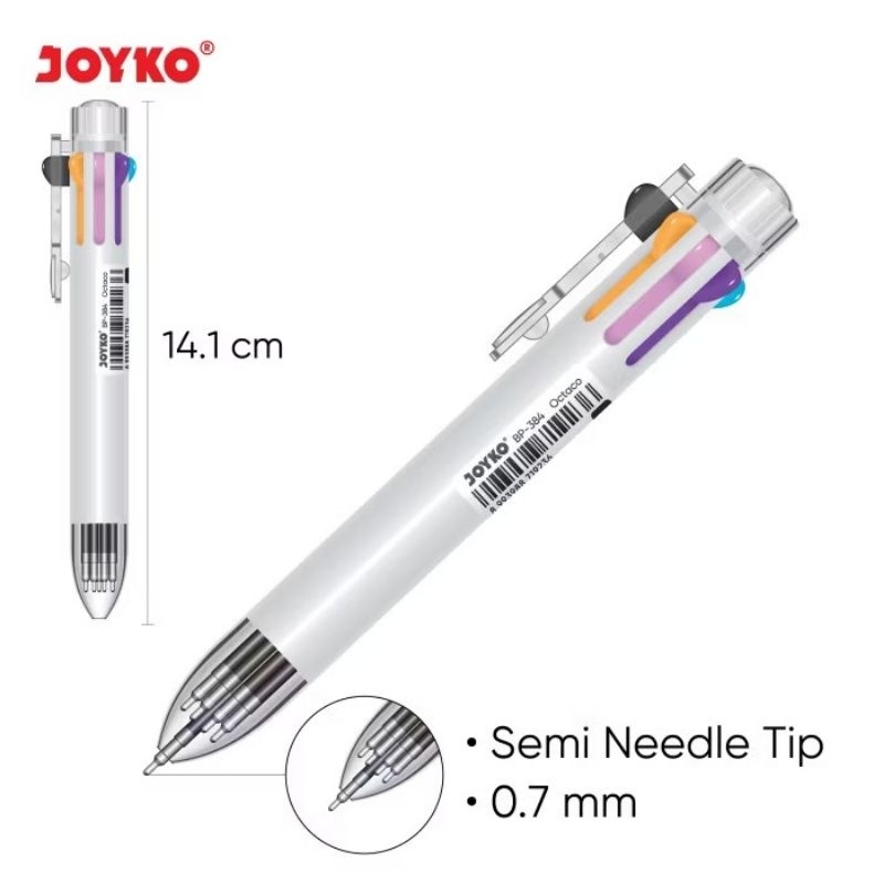 

Ball pen Pulpen Pena Joyko BP-384 Octaco 0.7mm 8 warna colors