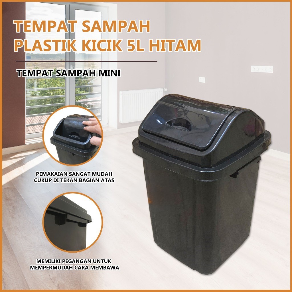 TEMPAT SAMPAH ELIT - Bak Sampah Aesthetic / Tong Sampah Kamar Mandi 5 liter hitam dan Florence Warna
