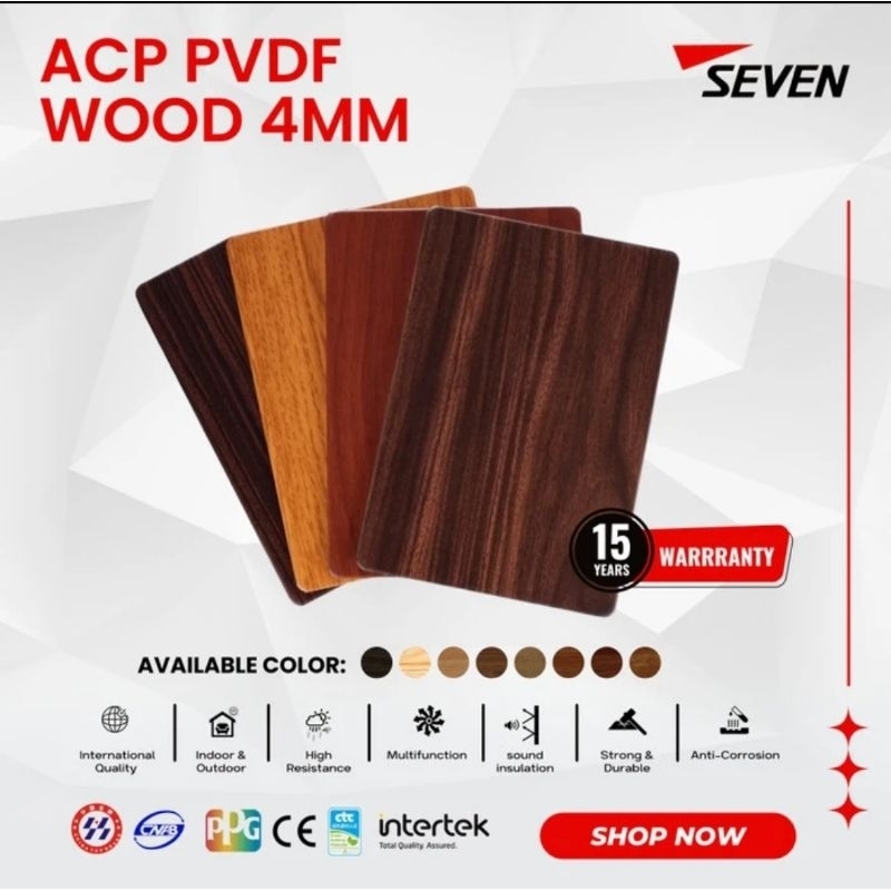 SEVEN ACP PVDF 4mm WOOD ALLOY 1100