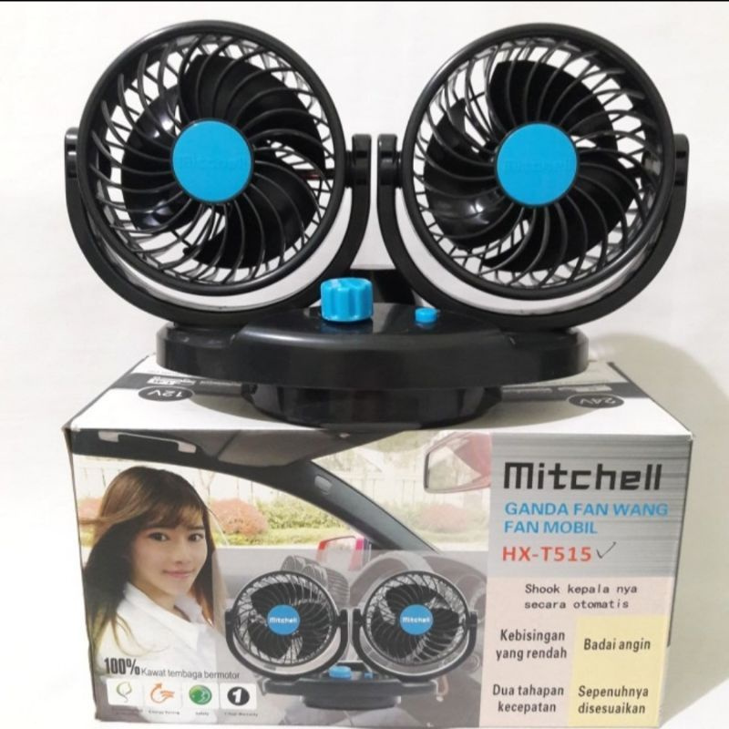 Kipas Angin Mobil UKURAN JUMBO 5 in HX-T515 pendingin12voll SWING BISA GELENG/kipas mobil double fan