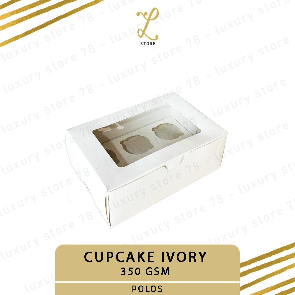 

[25X17X9 CM] (10 pcs) DUS CUPCAKE IVORY POLOS ISI 6 | Box Cupcake Lubang 6 - Dus Muffin Putih Polos - Kotak Cupcake