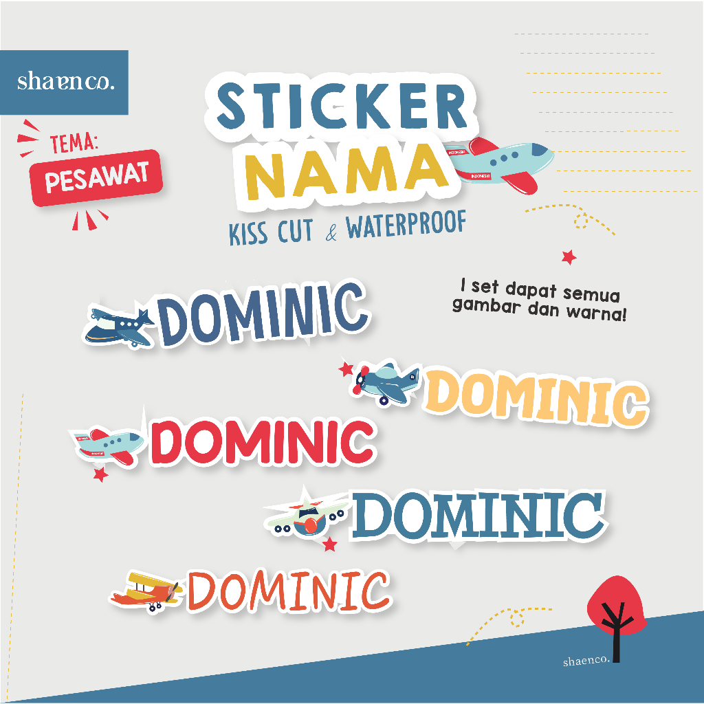 

STIKER LABEL NAMA ANAK COWO BOYS PESAWAT WATERPROOF MURAH CUSTOM