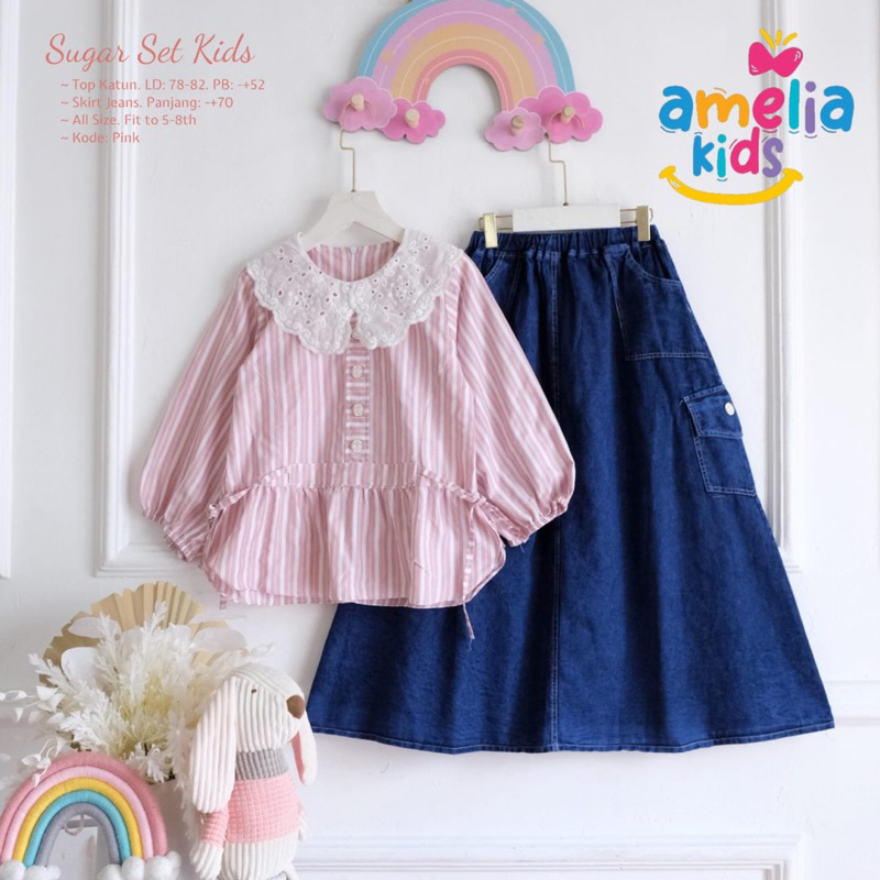 [[ New Arrival ]] Sugar Set Kids By Amelia Setelan Blus Anak dan Rok Cargo Anak Usia 5-8 Tahun Baju 