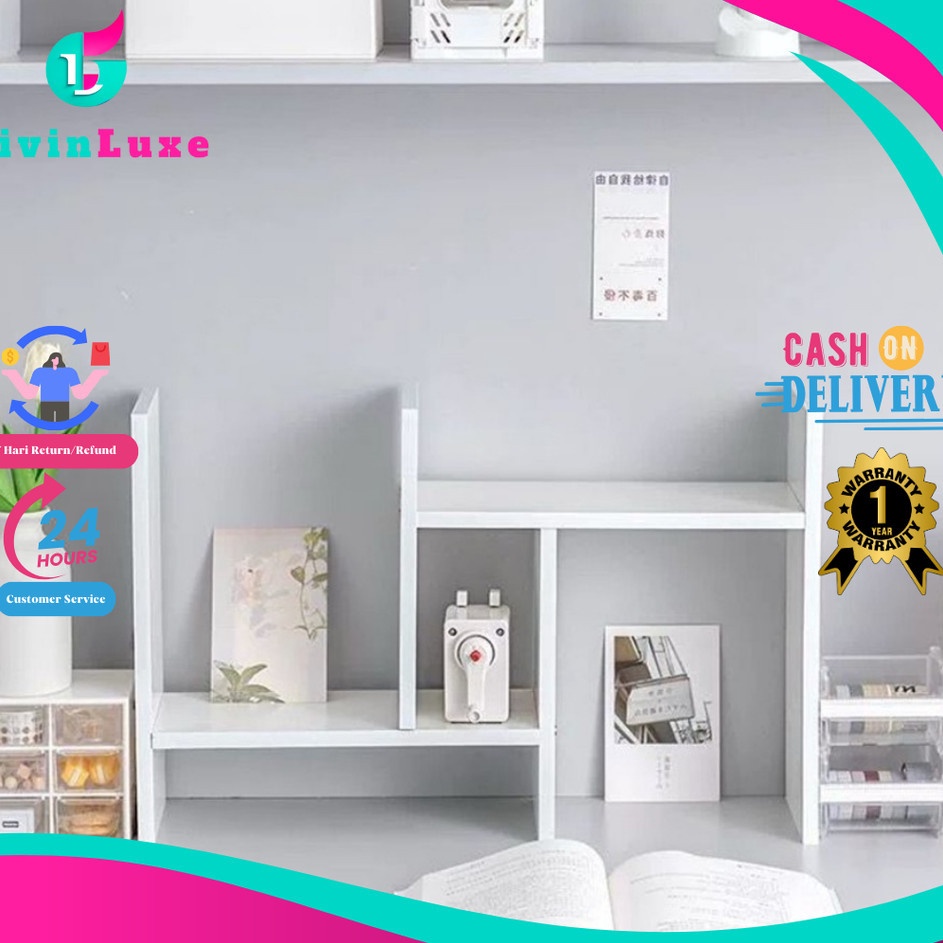 KI3 LivinLuxe  Rak Meja Geser Sudut Kreatif Aesthetic Serbaguna Modern Mmalis untuk Novel Desk Organ
