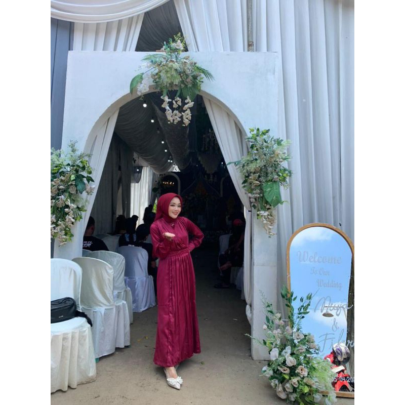 Dress bredsmaid Dress wanita kondangan Maroon by fashion.fuchia