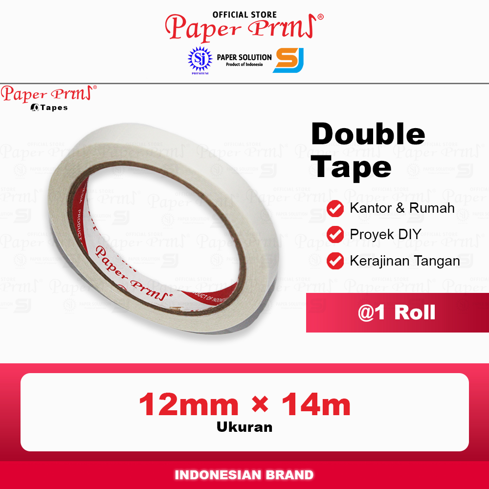 

Double Tape Kertas 1/2 Inch Paperpryns 12mm x 14m (@1 Roll)