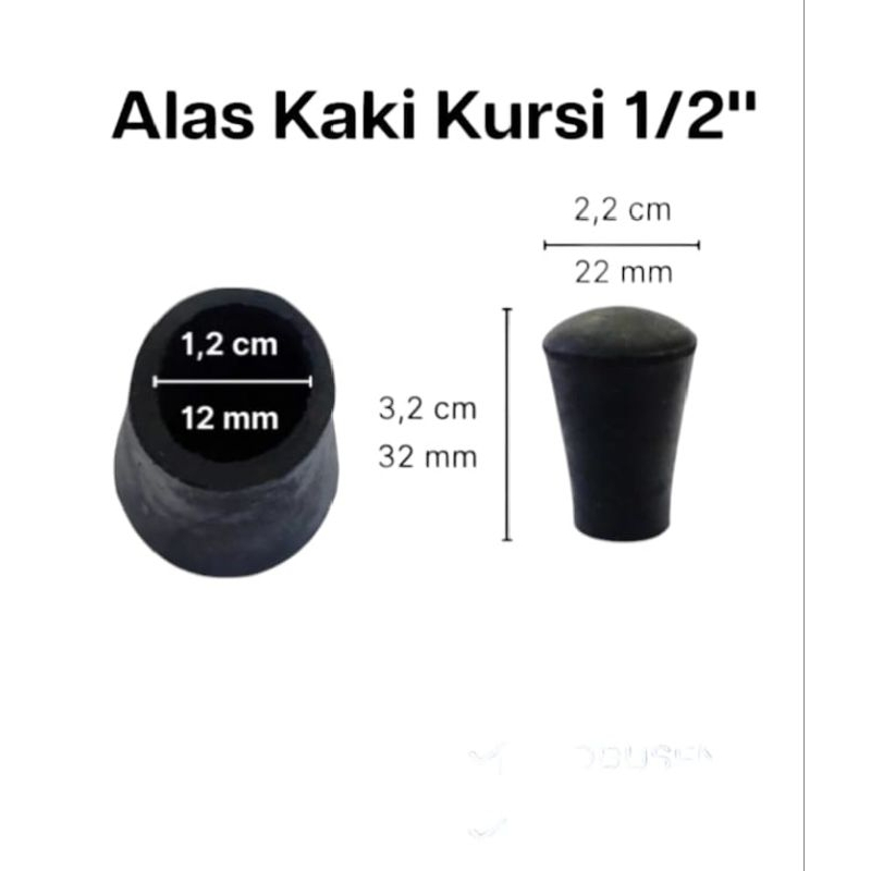 Karet kaki kursi Lipat CHITOSE 1/2 inch model cop bulat tutup pipa besi stainless Sepatu Meja Portab