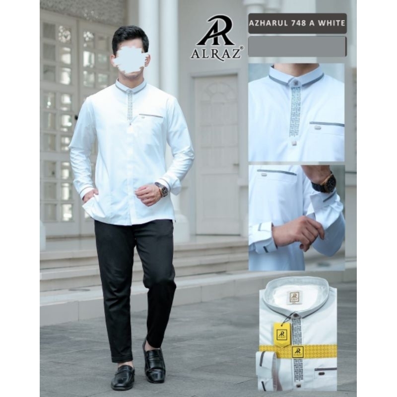 Baju Koko Putih Alraz lengan panjang dan pendek|Koko Alraz